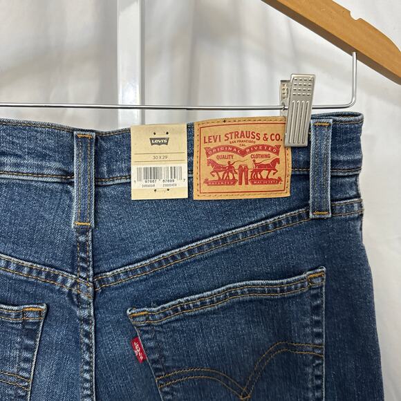 Levis Womens Jeans 30x29 Mom High Waisted Blue Stretch Tapered - Picture 9 of 11